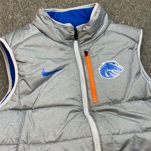 Nike Boise State Broncos Puffer Vest Womens Small Gray Blue Full Zip NCAA S